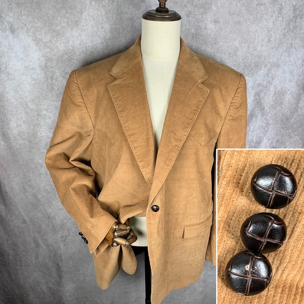 Circle S Blazer Jacket Men 50R Brown Western Corduroy Elbow Patch Sport Coat Gau